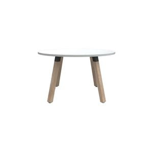 Olg Plantation Boardroom Table 4 Leg Solid Oak Frame White Top 1200mm Square