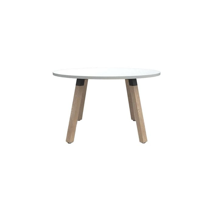 Olg Plantation Boardroom Table 4 Leg Solid Oak Frame White Top 1200mm Square