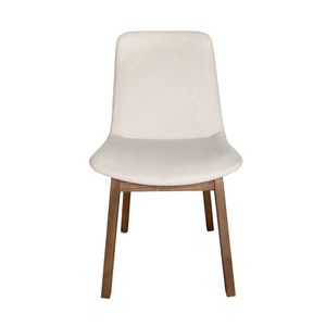 SK Designer Living | Cozy Upholstered Dining Chair | Walnut Legs - Ivory Fabric