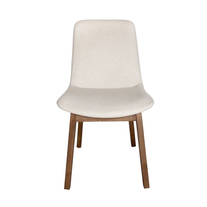 SK Designer Living | Cozy Upholstered Dining Chair | Walnut Legs - Ivory Fabric