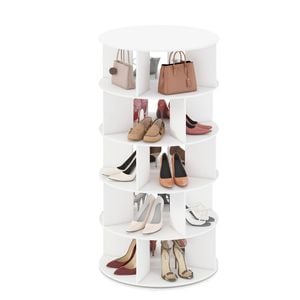 Ufurniture Rotating Shoe Rack Tower 360 Degrees Spinning Shoe Rack Tower 5-Tiers Revolving Shoe Storage Organizer