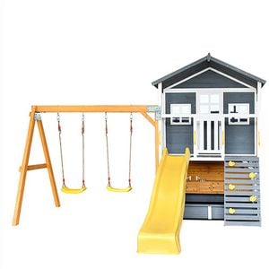 Kidzshack Caboodle Kids Large Cubby House Mud Kitchen/swing/yellow Slide 3+