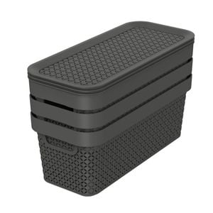 Ezy Storage 5.2L Charcoal Mode Basket With Lid - 3 Pack