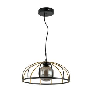 Lexi Lighting Calista LED Pendant Light Black Metal Frame Smokey Glass 30W