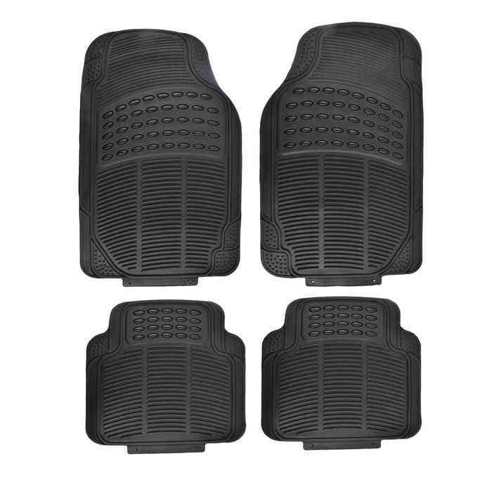 All Set Black PVC Car Floor Mat - 4 Piece