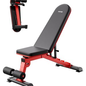 VEVOR Weight Bench Red Adjustable Exercise for Full Body Workout Strength Training