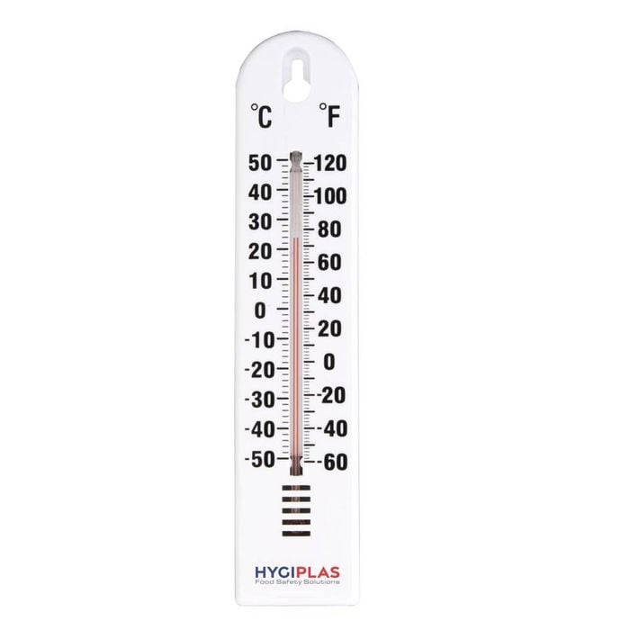 Hygiplas Wall Thermometer Analogue Display -40°c To +50°c Commercial Kitchen Food Safety 270x60x15mm