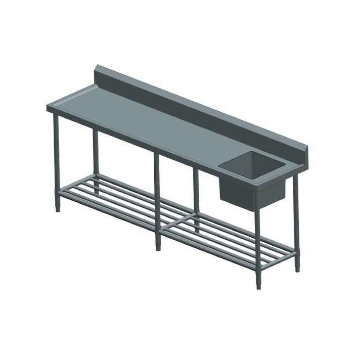 SSB6-2400R/A Single Right Sink Bench with Pot Undershelf