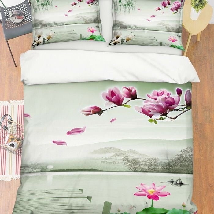 3D Petal Boat 370 Bed Pillowcases Quilt Queen Size