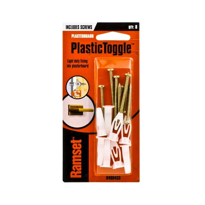 Ramset 8 x 12mm Plastic Toggle With Screw - 8 Pack