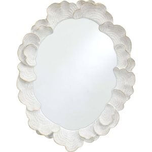 LVD Textured Resin Oval Mirrored Trinket Display Tray 37x28cm White Coral