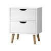Oikiture Bedside Table 2 Drawers Nightstand Storage Cabinet White