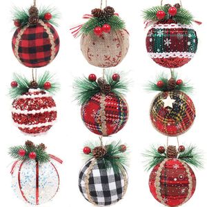 Catzon 9 Pcs Christmas Ball Ornaments 8CM with Pine Cones and Greenery for Xmas Party-Set 13