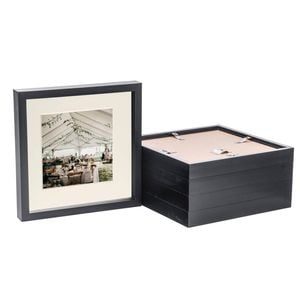 Nicola Spring 10" X 10" Black 3d Box Photo Frames - 6" X 6" Mount - Pack Of 5