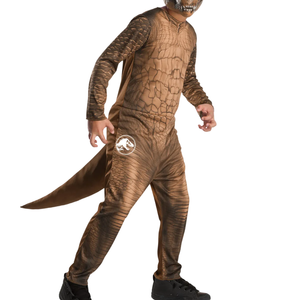 T-Rex Dinosaur Costume Jumpsuit Halloween Fancy Dress Kids Mask Green