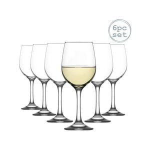 LAV 6 Piece Fame White Wine Glasses Set - Classic Stemware Goblets - 300ml