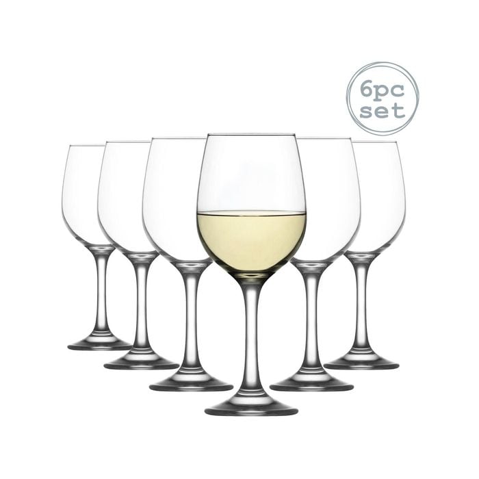 LAV 6 Piece Fame White Wine Glasses Set - Classic Stemware Goblets - 300ml