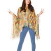 Flower Power Womens 1960s Hippie Costume Poncho - One Size