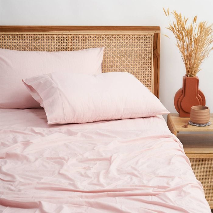 Tontine Queen Bed Vintage Wash Cotton Sheet Set Rose