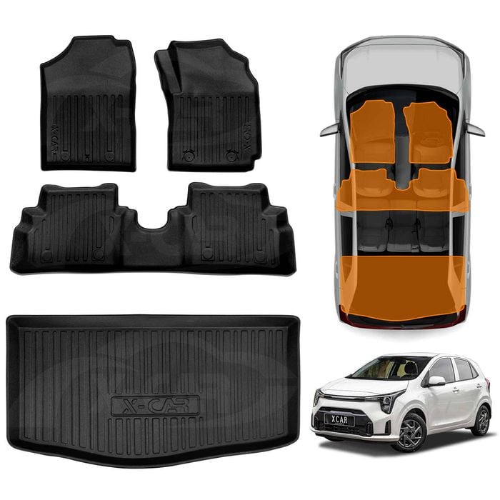 3D Floor Mats Boot Liner for Kia Picanto 2016-Onwards All Weather Heavy Duty Cargo Trunk Luggage Tray