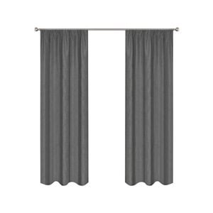 Smart Home Products 190cm-wide Charcoal Hamilton Pencil Pleat Blockout Curtain - 2 Pack - 150-230 x 160cm