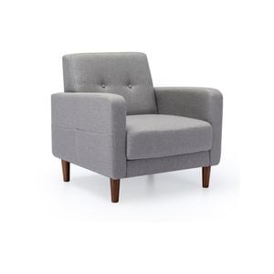 Zinus Adair Modern Armchair With Armrest Pockets - Light Grey