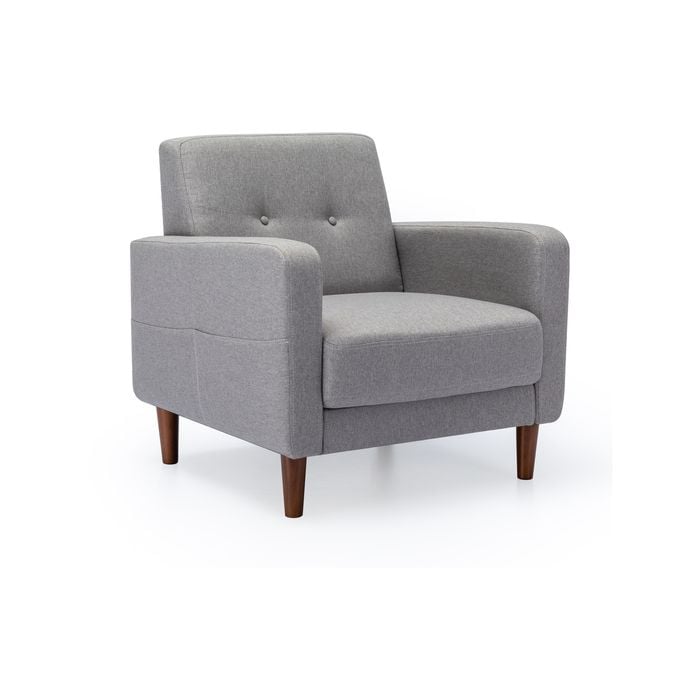 Zinus Adair Modern Armchair With Armrest Pockets - Light Grey
