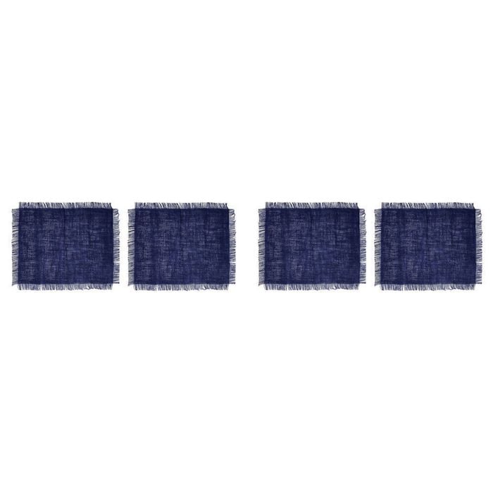 4pc Mikasa Rectangle 45 x 35cm Jute Placemats Navy