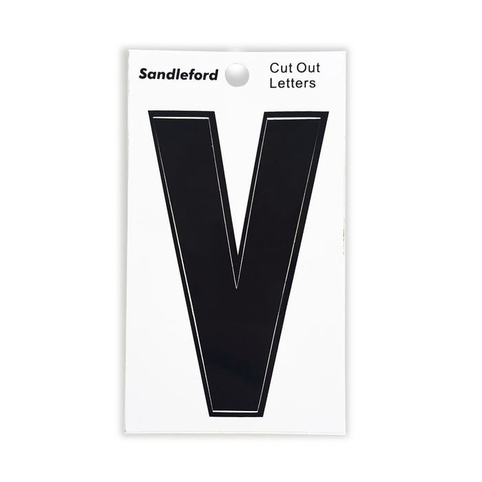Sandleford 85mm Black Cut Out Self Adhesive House Letter V