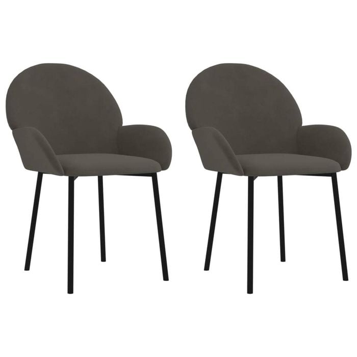 vidaXL 2x Dining Chairs Dark Grey Velvet Armchair Kitchen Dining Room Chair
