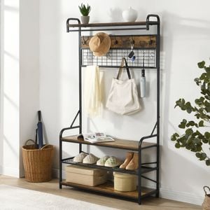 5-In-1 Entryway Hall Tree with Shoe Bench
