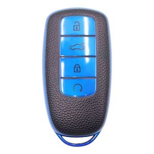 Key Zone Replacement Car Key Sleeve to suit Chery Omoda 5 - Leather Like Black/Blue