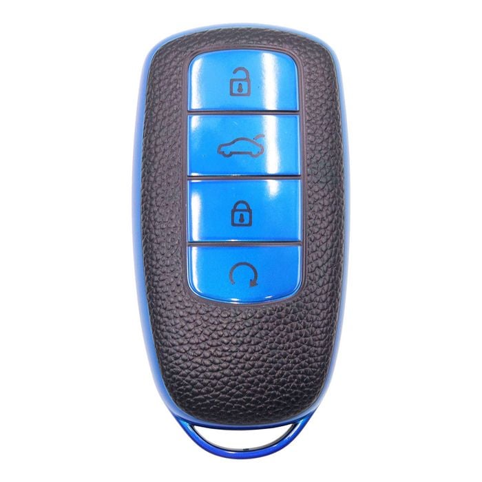 Key Zone Replacement Car Key Sleeve to suit Chery Omoda 5 - Leather Like Black/Blue