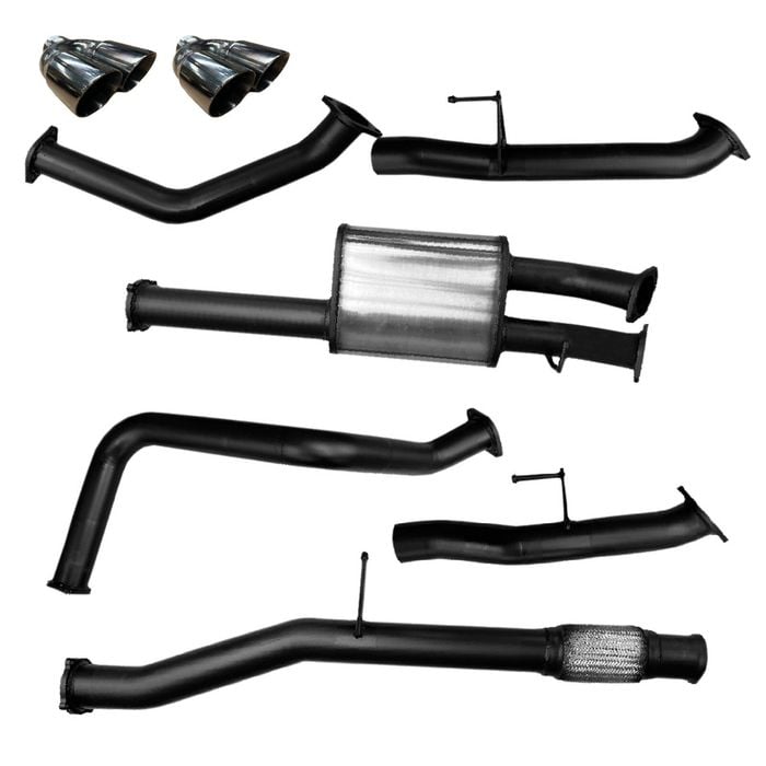 Ignite Exhausts Chevrolet Silverado 1500 6.2L V8 Cat Back Single 3.5 to 3" Dual Rear Straight Pipe Black Chrome Tips Mild Steel