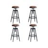 Levede Industrial Bar Stools - Set Of 4 Swivel Dining Chairs, Vintage Look, Adjustable Height, Heavy Duty Steel