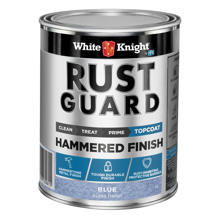 White Knight 1L Blue Hammered Finish Rust Guard Epoxy Enamel Paint
