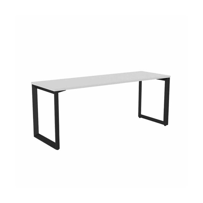 Olg Anvil Single Black Frame White Top Scallop Office Desk L1800mm X W750mm