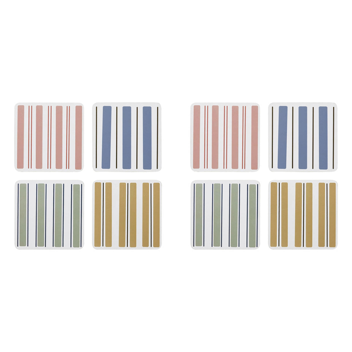 2x 4pc Ecology Classic Beach Harbour Striped Rectangle Coasters 10cm ...
