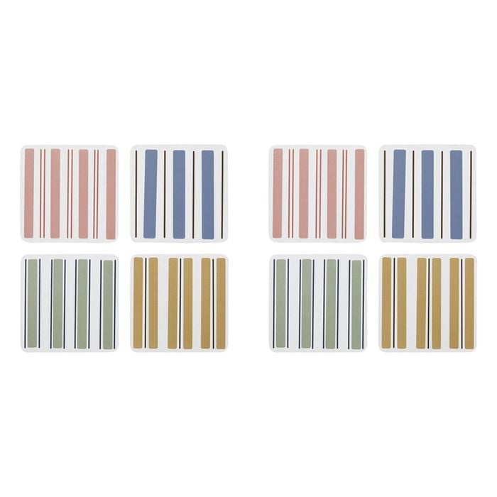 2x 4pc Ecology Classic Beach Harbour Striped Rectangle Coasters 10cm