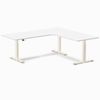 Desky L-Shape Melamine Sit Stand Desk Wheat Frame 200x180cm Right Return