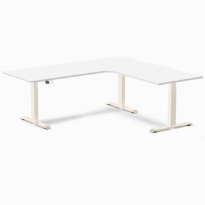 Desky L-Shape Melamine Sit Stand Desk Wheat Frame 200x180cm Right Return