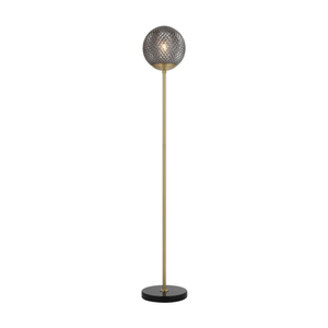 Telbix Elwick Modern Standing Floor Lamp Light Foot Switch Marble Glass Metal Smoke Gloss