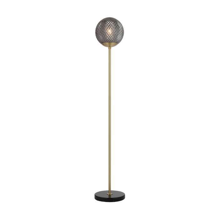 Telbix Elwick Modern Standing Floor Lamp Light Foot Switch Marble Glass Metal Smoke Gloss