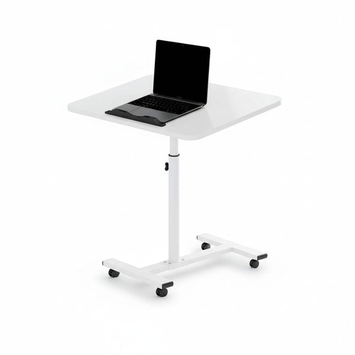 Adjustable Mobile Overbed Table with Wheels and Shelf for Home Office