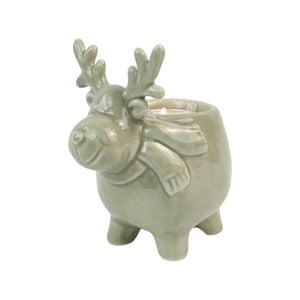 Urban Cute Reindeer 11cm Ceramic Tealight Holder Candle Home Decor - Sage