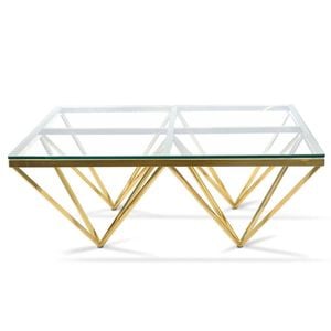 Elegant Collections Gold Clear Pyramid Coffee Table