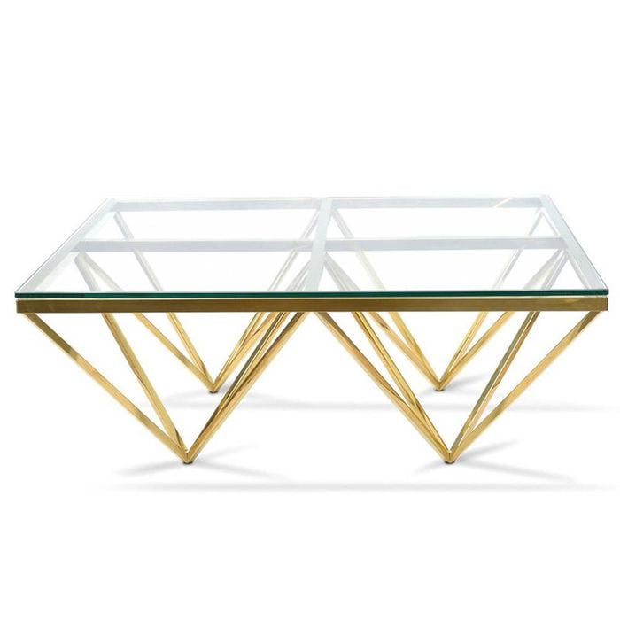 Elegant Collections Gold Clear Pyramid Coffee Table