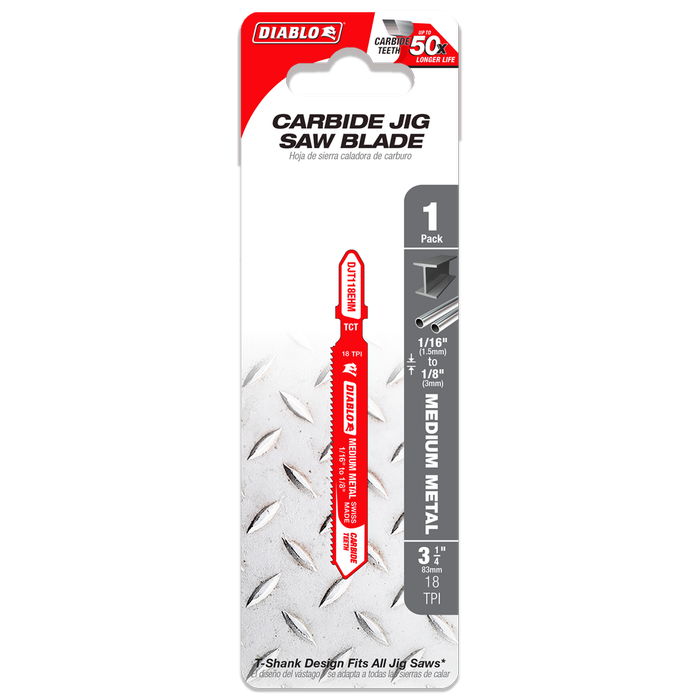 Diablo 83mm Carbide T-Shank Jig Saw Blade for Medium Metal