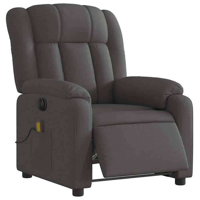 vidaXL Electric Massage Recliner Chair Armchair Single Sofa Dark Grey Fabric