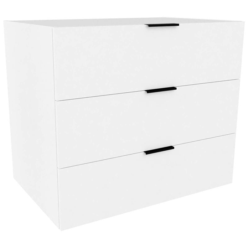 Lugna 768 x 900 x 580mm White 3 Drawer Storage Cabinet - White